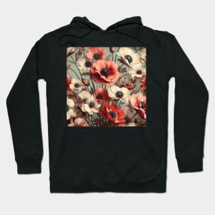 anemone and poppy flower pattern 6 Hoodie